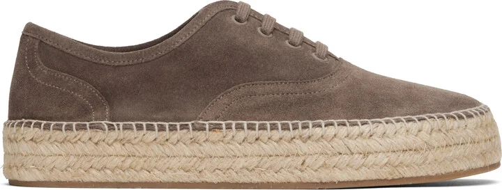 JW Anderson Brown Suede Lace-Front Platform Espadrilles
