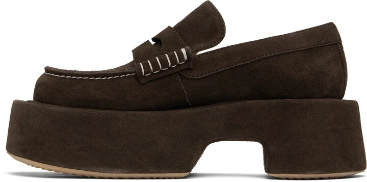 JW Anderson Brown Suede Platform Loafers - Image 3