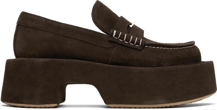 JW Anderson Brown Suede Platform Loafers
