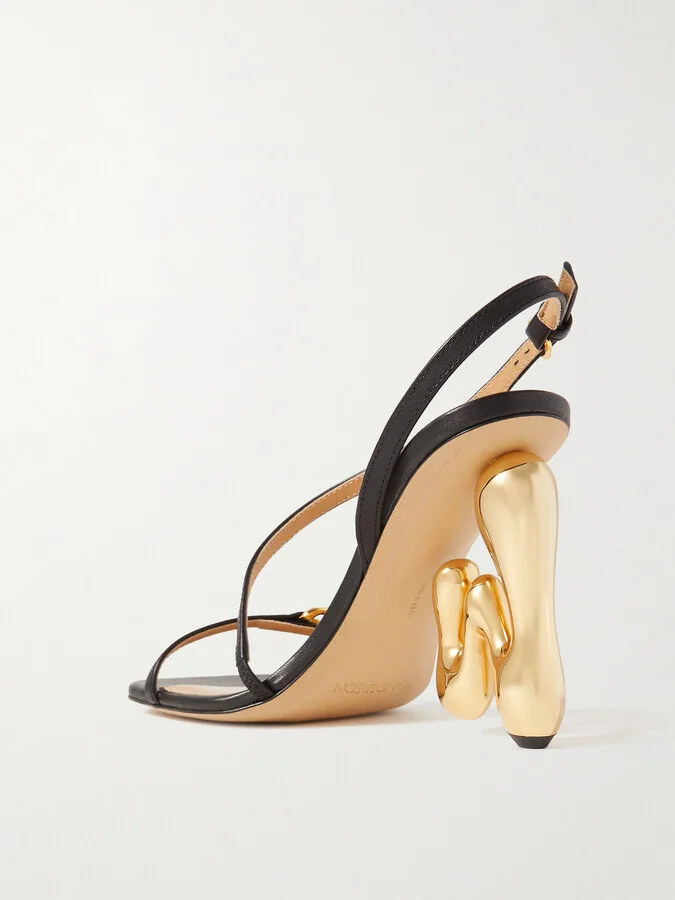 JW Anderson - Bubble Heel Leather Slingback Sandals - Black - Image 3
