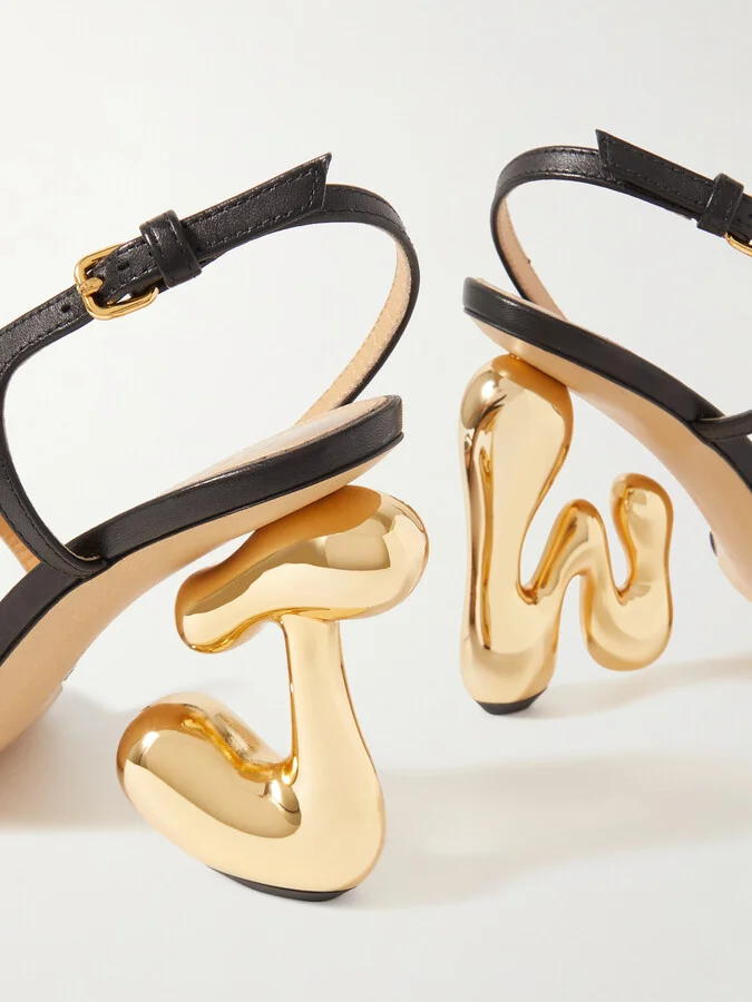 JW Anderson - Bubble Heel Leather Slingback Sandals - Black - Image 4