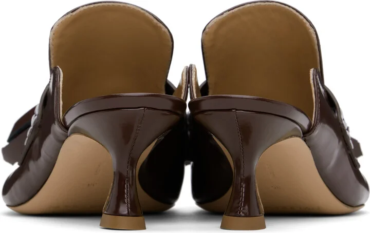 JW Anderson Burgundy Tassel Leather Mules - Image 2