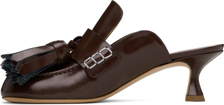 JW Anderson Burgundy Tassel Leather Mules - Image 3