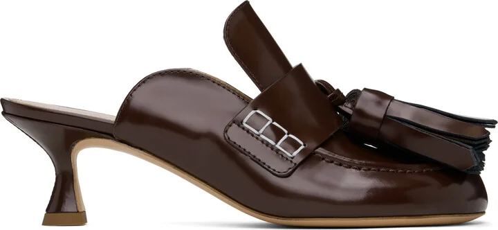 JW Anderson Burgundy Tassel Leather Mules