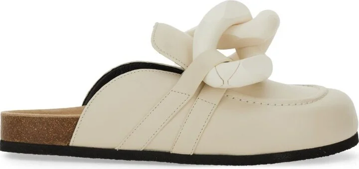 JW Anderson 'Chain' Ivory Leather Slippers