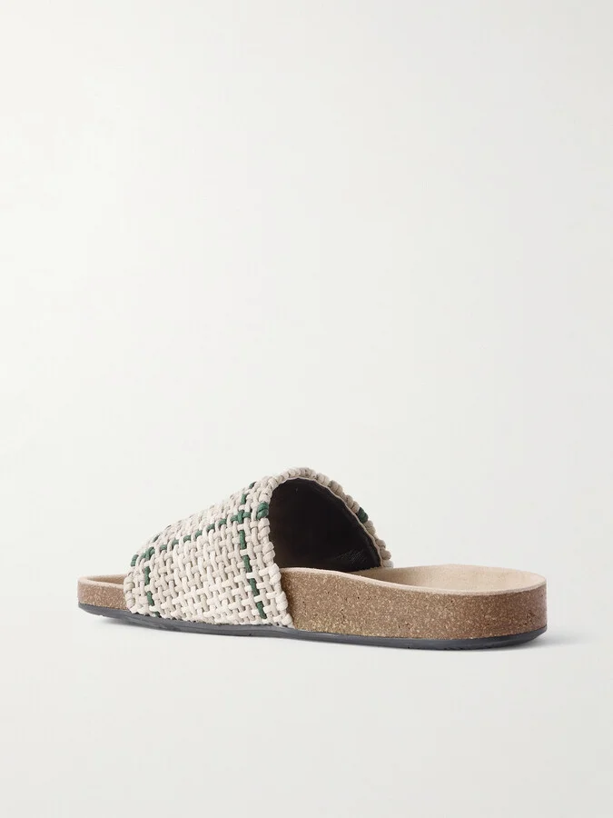 JW Anderson - Checked Waxed-cotton Slides - Off-white - Image 3