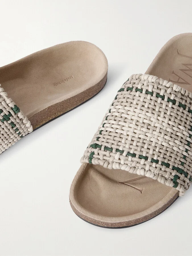 JW Anderson - Checked Waxed-cotton Slides - Off-white - Image 4