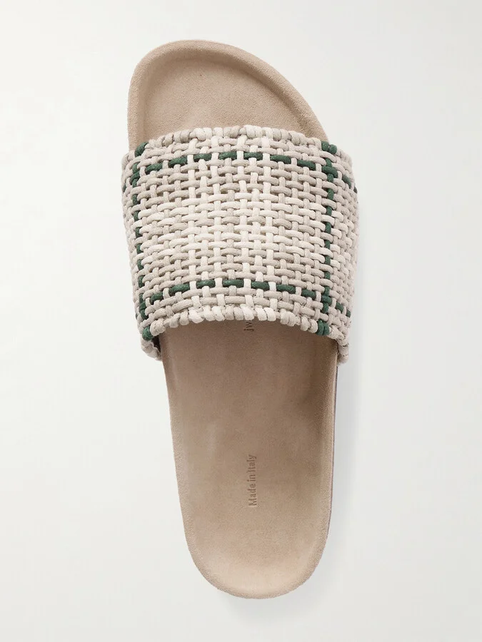 JW Anderson - Checked Waxed-cotton Slides - Off-white - Image 5