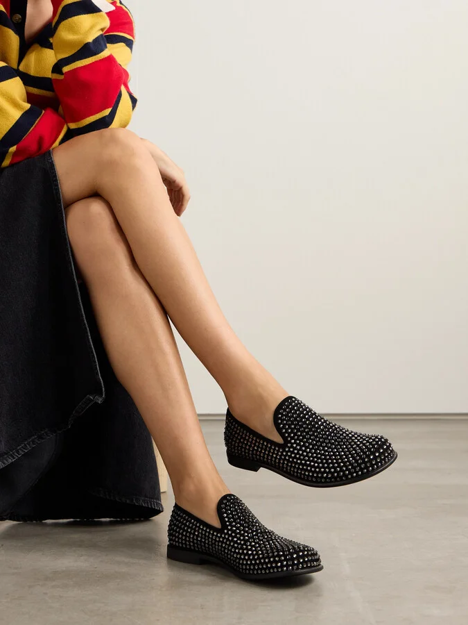 JW Anderson - Crystal-embellished Suede Loafers - Black - Image 2