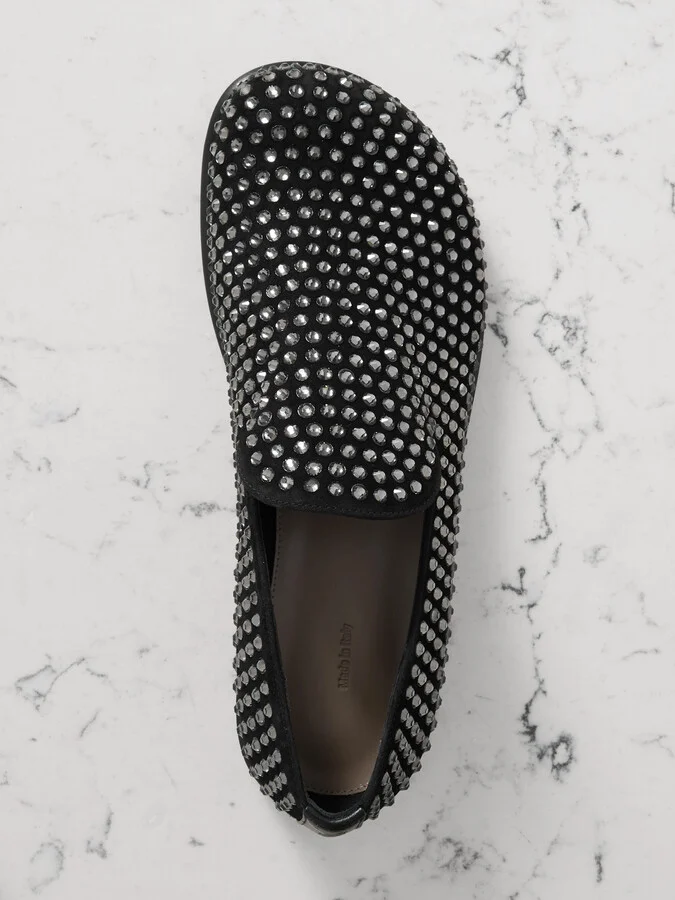 JW Anderson - Crystal-embellished Suede Loafers - Black - Image 5