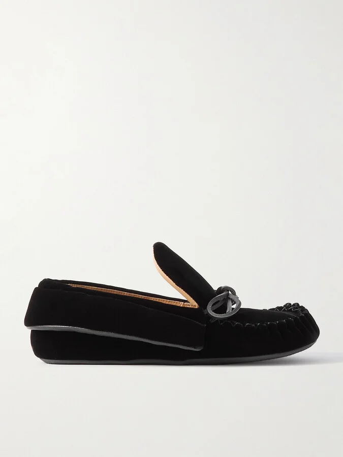 JW Anderson - Embellished Suede Loafers - Black