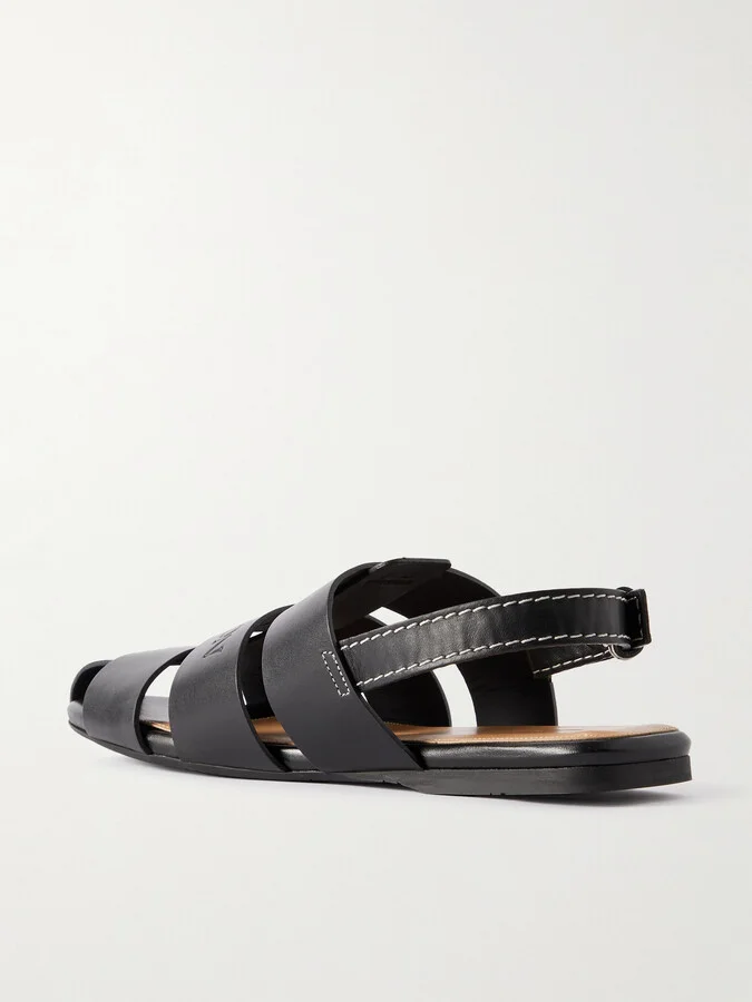 JW Anderson - Fisherman Embossed Leather Sandals - Black - Image 3