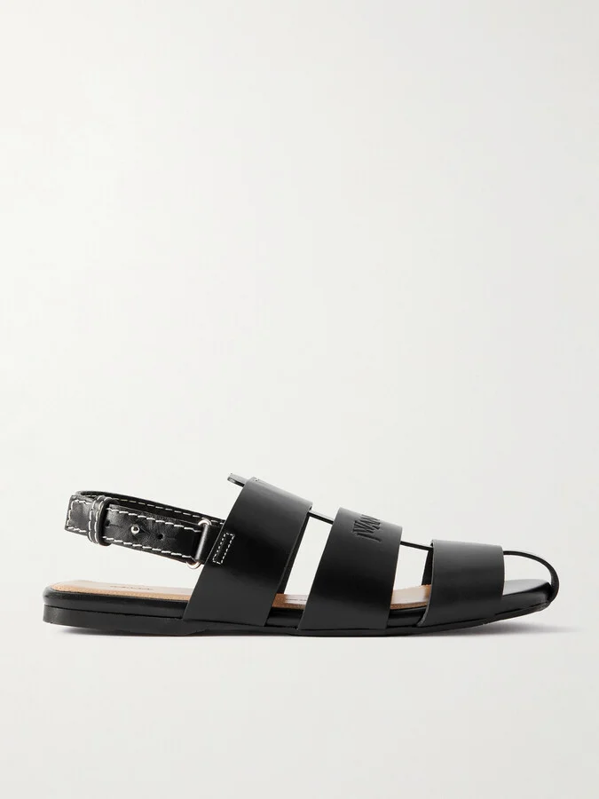 JW Anderson - Fisherman Embossed Leather Sandals - Black