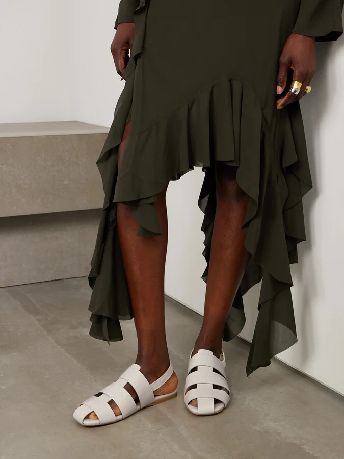 JW Anderson - Fisherman Embossed Leather Sandals - Ivory - Image 2