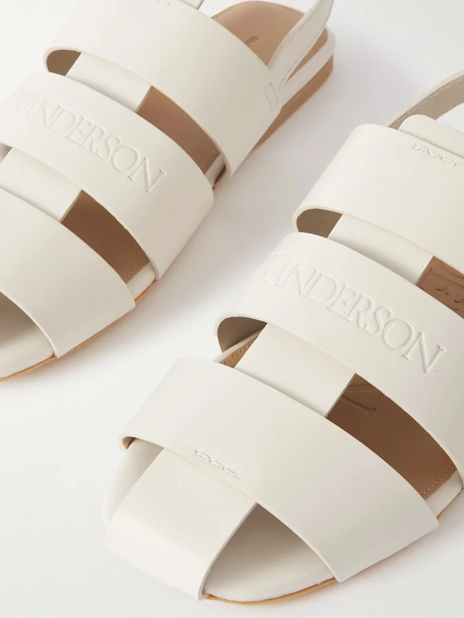 JW Anderson - Fisherman Embossed Leather Sandals - Ivory - Image 4