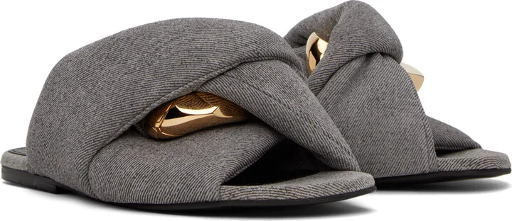 JW Anderson Gray Chain Twist Leather Sandals - Image 4