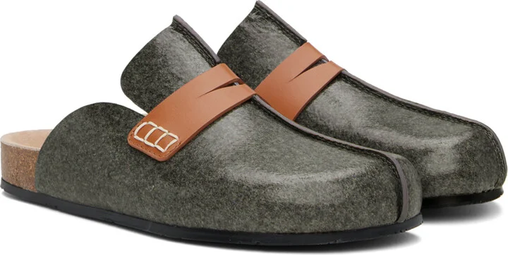 JW Anderson Gray Laminated Felt Mules - Image 4