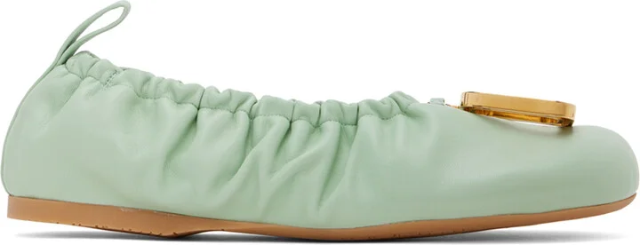 JW Anderson Green JWA Puller Leather Ballerina Flats
