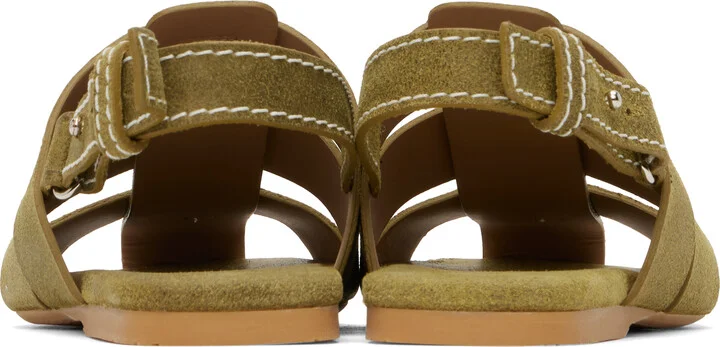 JW Anderson Green Suede Fisherman Sandals - Image 2