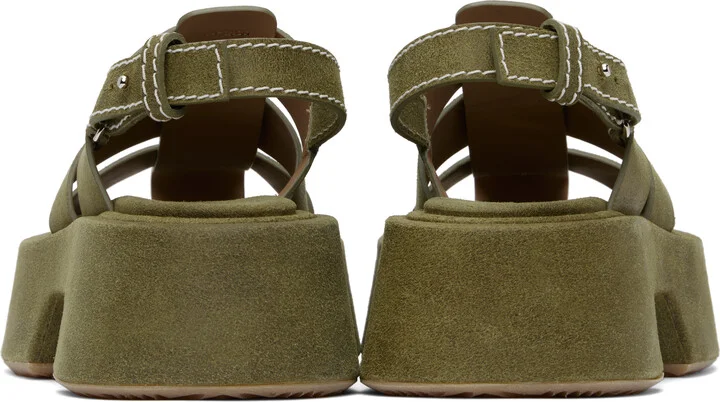 JW Anderson Green Suede Platform Fisherman Sandals - Image 2