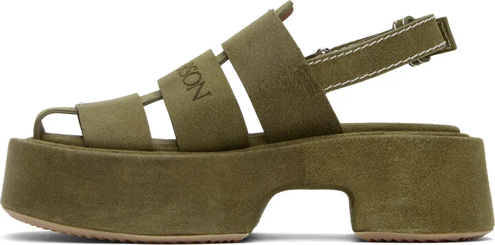 JW Anderson Green Suede Platform Fisherman Sandals - Image 3