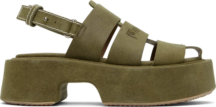 JW Anderson Green Suede Platform Fisherman Sandals