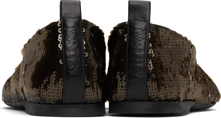 JW Anderson Gunmetal All-Over Sequin Ballerina Flats - Image 2