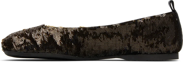 JW Anderson Gunmetal All-Over Sequin Ballerina Flats - Image 3