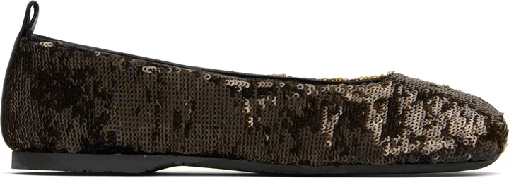 JW Anderson Gunmetal All-Over Sequin Ballerina Flats
