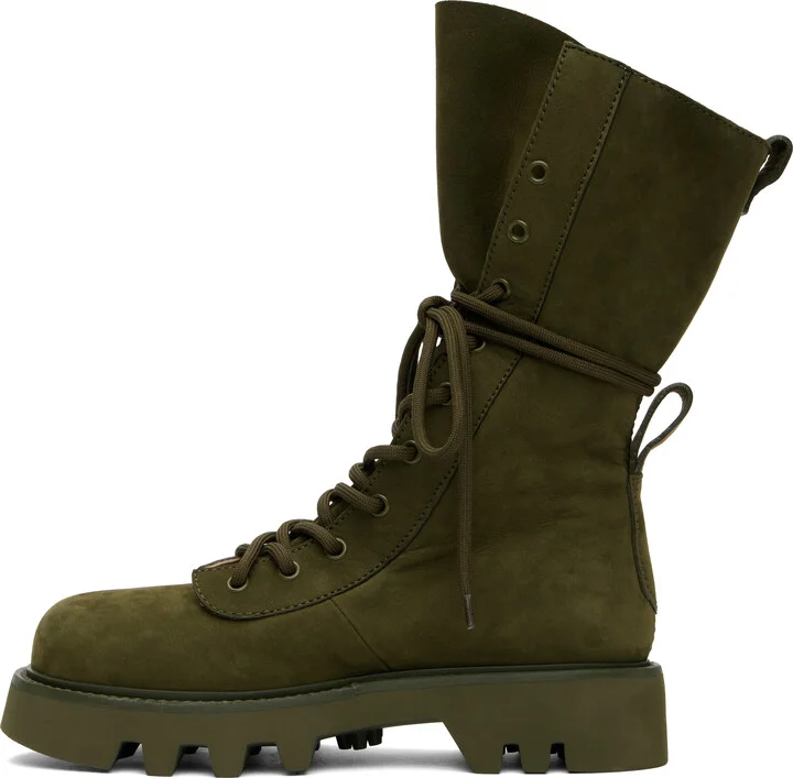 JW Anderson Khaki Combat Leather Boots - Image 3