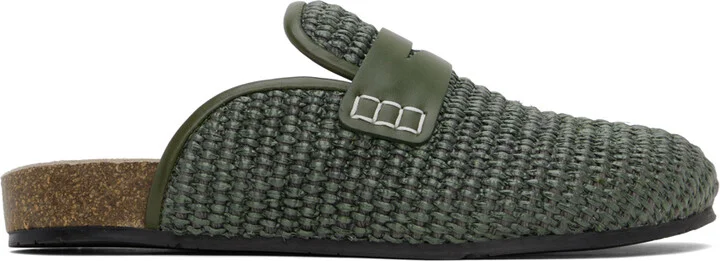 JW Anderson Khaki Raffia Loafers