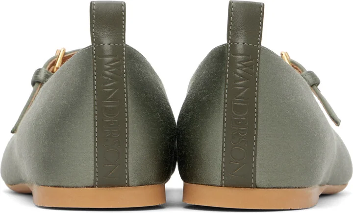 JW Anderson Khaki Satin Ballerina Flats - Image 2