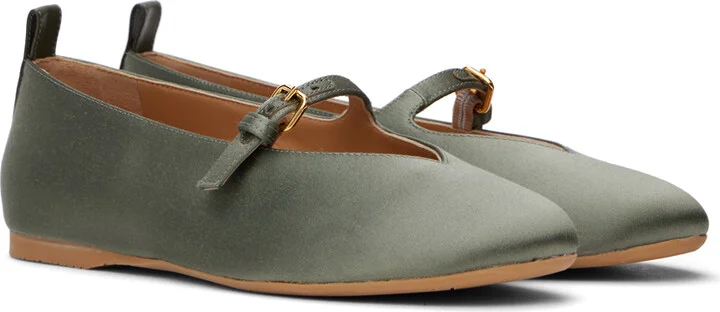 JW Anderson Khaki Satin Ballerina Flats - Image 4