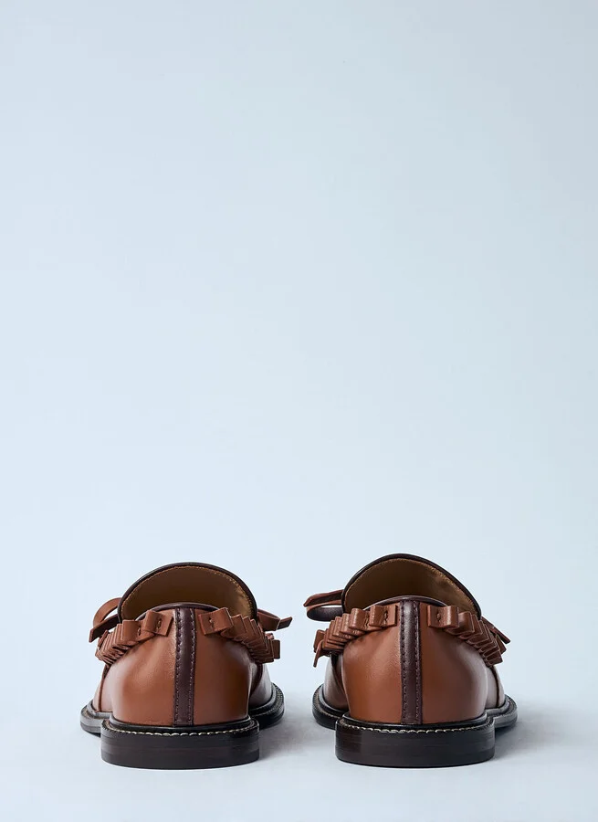 JW Anderson Leather Ruffle Loafers - Woman Loafers Brown Eu - 37 - Image 5