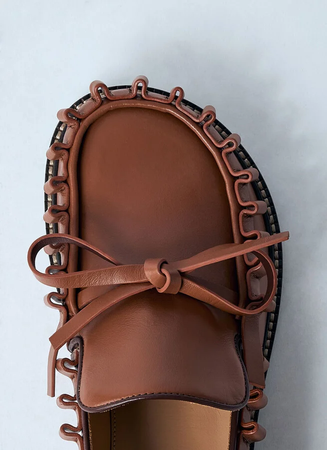 JW Anderson Leather Ruffle Loafers - Woman Loafers Brown Eu - 37 - Image 6
