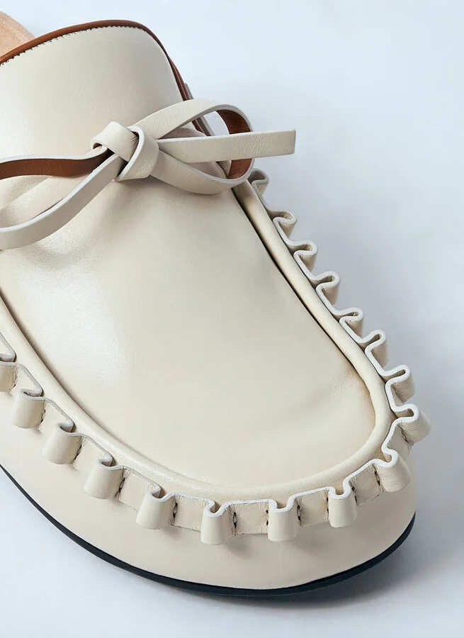 JW Anderson Leather Ruffle Mules - Woman Mules White Eu - 36 - Image 3