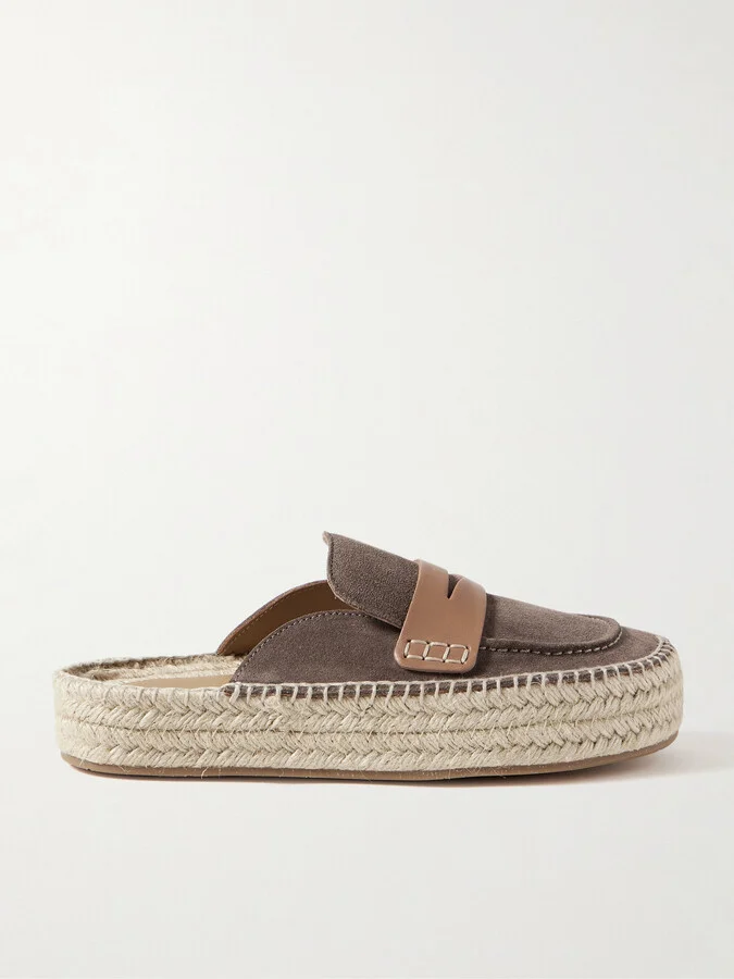 JW Anderson - Leather-trimmed Suede Espadrille Mules - Neutrals