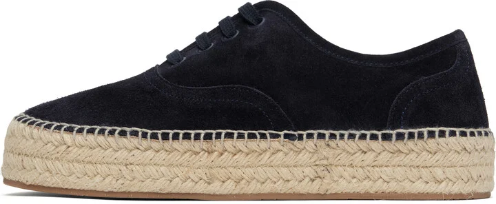JW Anderson Navy Suede Lace-Front Platform Espadrilles - Image 3