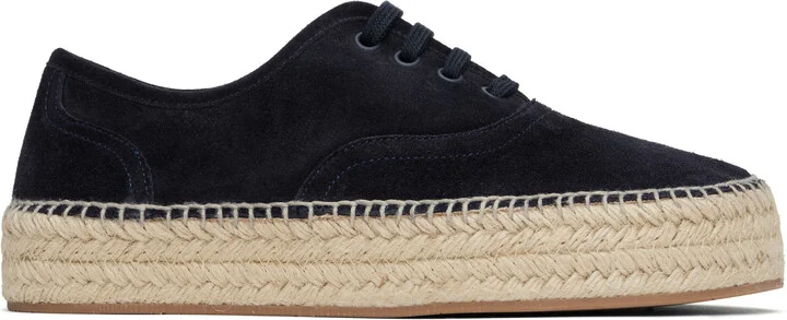 JW Anderson Navy Suede Lace-Front Platform Espadrilles