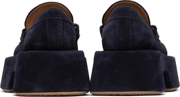 JW Anderson Navy Suede Platform Slip-on Loafers - Image 2