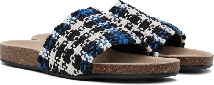 JW Anderson Navy & White Check Sandals - Image 4