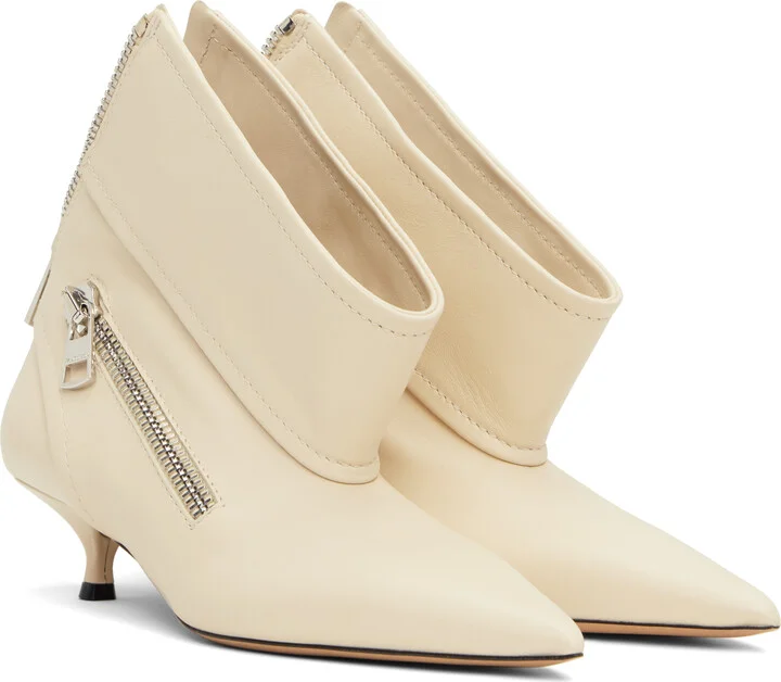 JW Anderson Off-White Biker Kitten Boots - Image 4
