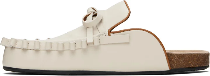 JW Anderson Off-White Ruffle Loafer Leather Mules - Image 3