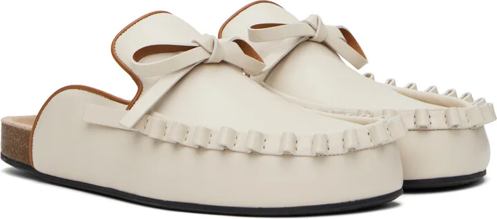 JW Anderson Off-White Ruffle Loafer Leather Mules - Image 4