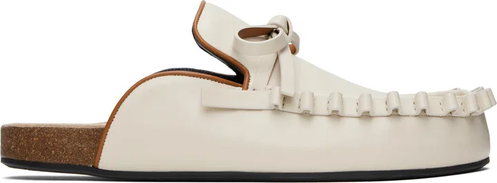 JW Anderson Off-White Ruffle Loafer Leather Mules