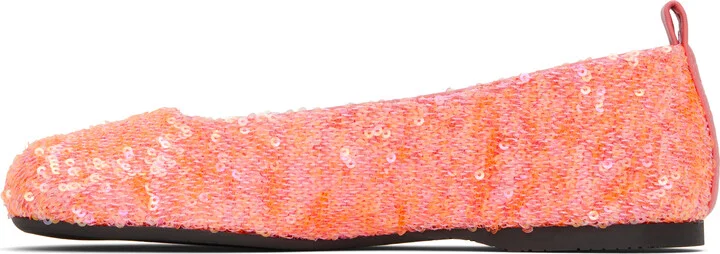 JW Anderson Pink All-Over Sequin Ballerina Flats - Image 3