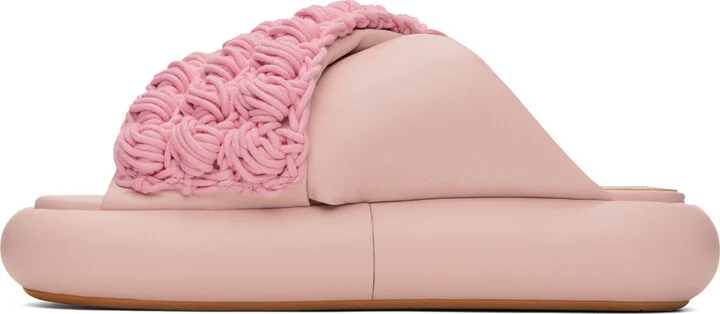 JW Anderson Pink Crochet Twister Platform Slides - Image 3