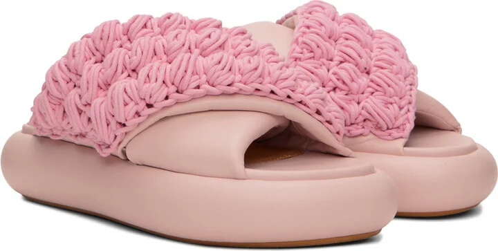 JW Anderson Pink Crochet Twister Platform Slides - Image 4