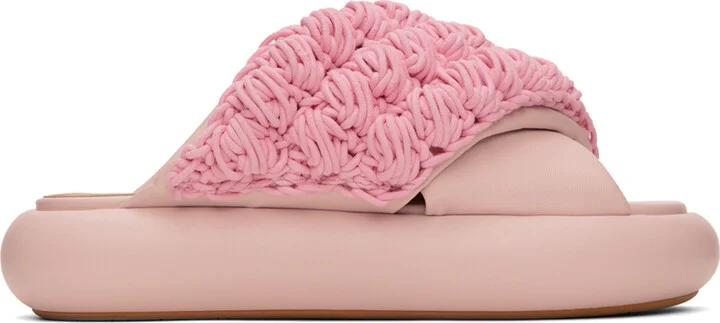 JW Anderson Pink Crochet Twister Platform Slides