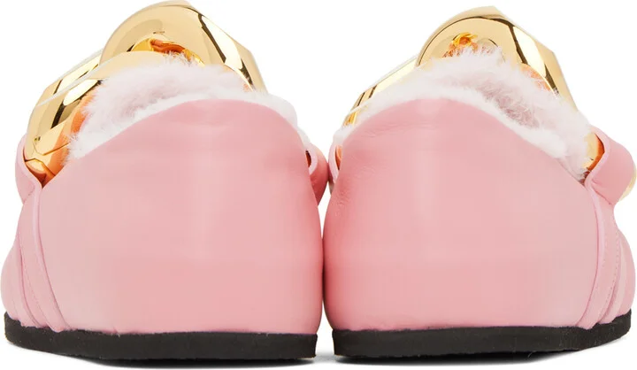 JW Anderson Pink Shearling Chain Loafers - Image 2